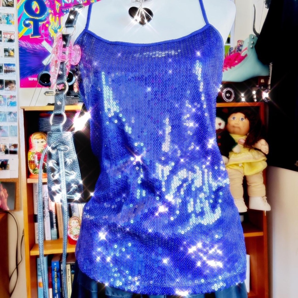 Sequined Cami Tank Top Purple